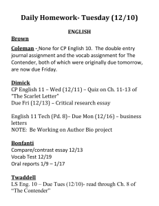 Coleman - None for CP English 10. The double entry journal