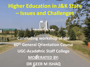 Higher Education in J&K State – Issues and Challenges