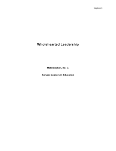 Wholehearted Leadership - Servant Leaders in Education