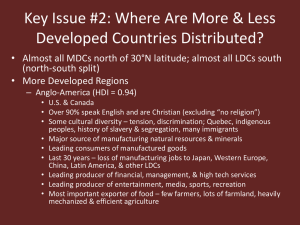 Where Are More & Less Developed Countries Distributed?