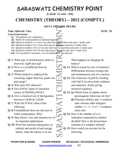 Q: 3. - SARASWATI CHEMISTRY POINT