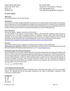 Paris Junior College - Wildcat Mathematics Mr. Grafton