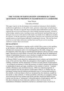 The nature of participation afforded by tasks, questions and prompts