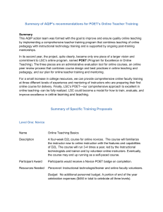 Summary of AQIP's recommendations for POET's Online Teacher