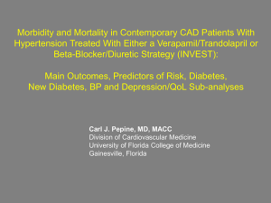 Outcomes, Predictors of Risk, Diabetes, New Diabetes, BP and