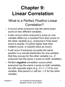 Chapter 9 : Linear Correlation