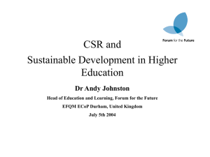 CSR and Sustainable Development in HE