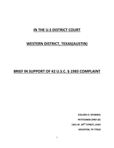 brief in support of 42 usc § 1983 complaint collins o. nyabwa petitioner