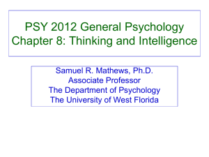 PSY 2012 General Psychology Chapter 8: Thinking and Intelligence