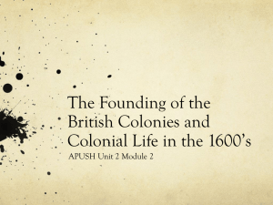 The Founding of the British Colonies