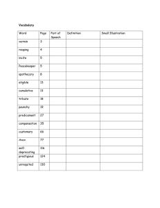 Vocabulary Word Page Part of Speech Definition Small Illustration