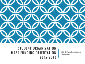 Student Organization Funding Orientation 2012-2013