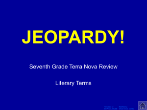 Jeopardy - Literary Terms (grade 7)