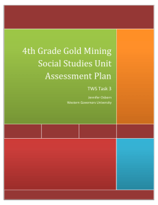 4th Grade Gold Mining Social Studies Unit Assessment Plan