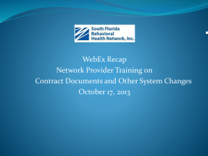 WebEx Recap Network Provider Training on Contract Documents