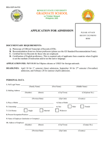 Application Form - Benguet State University