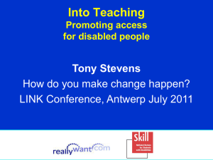 Into Teaching - Promoting access for disabled people