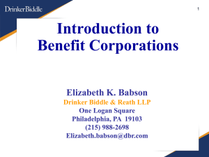 Babson PP on Benefit Corporations 4.24.2014