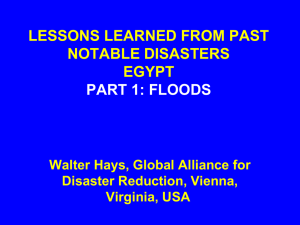 lessons learned from past notable disasters. egypt. part 1