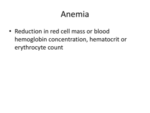 Physiologic Classification of Anemia Hemolytic Anemias