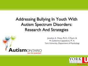 Addressing Bullying In Youth With Autism Spectrum