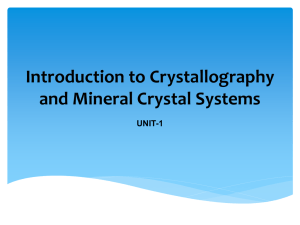 Introduction to Crystallography and Mineral Crystal Systems