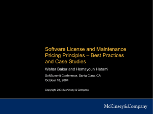 Software License and Maintenance Pricing Principles