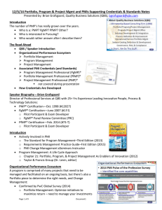 12-05-14 Portfolio, Program & Project Mgmt and PMIs Supporting