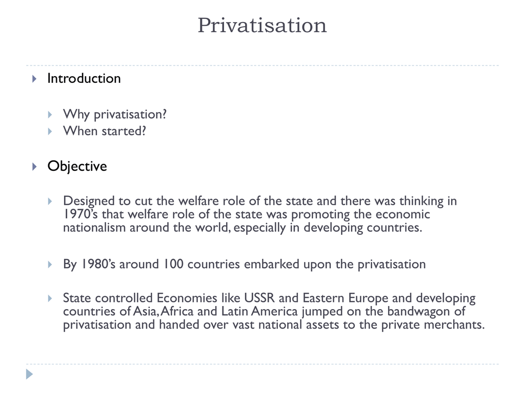 key features of privatisation