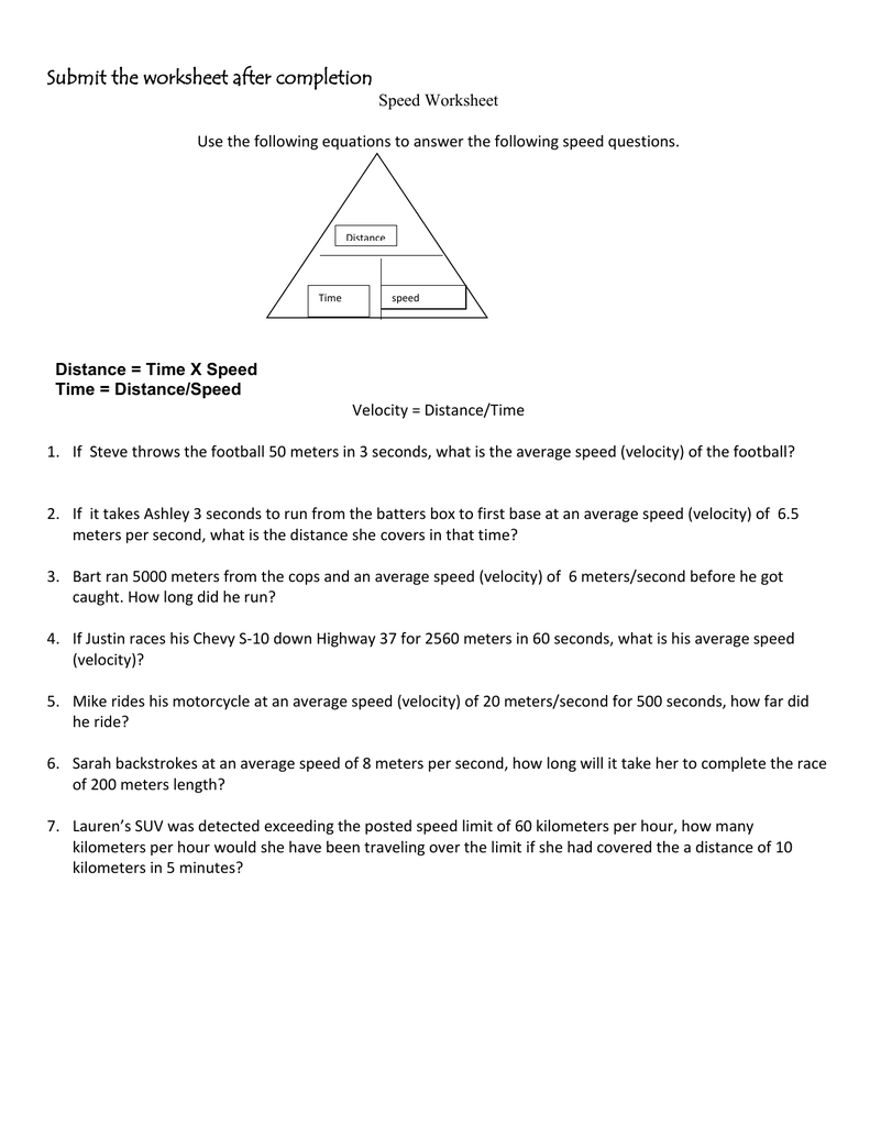 worksheet 20 Intended For Speed Time And Distance Worksheet