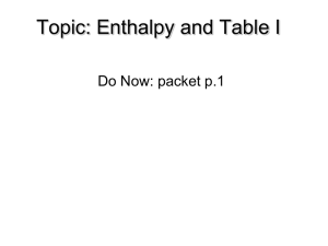 Enthalpy and Table I
