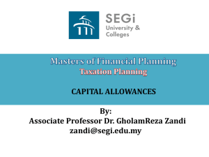Capital Allowances - Dr. Gholamreza Zandi Website