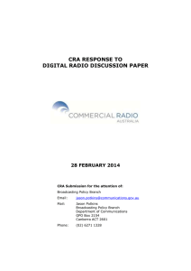 CRA Response to Digital Radio Discussion paper
