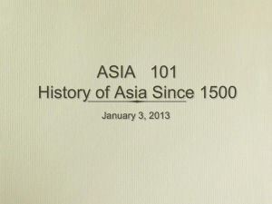 ASIA 101 History of Asia Since 1500