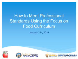 How to Meet Professional Standards Using the Focus on Food