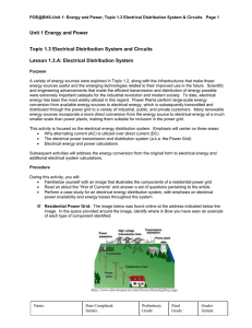 Topic 1.3 Electrical Distribution System and Circuits