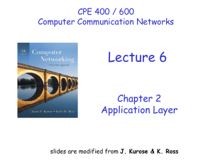 Lecture #6: Application layer - Computer Science & Engineering