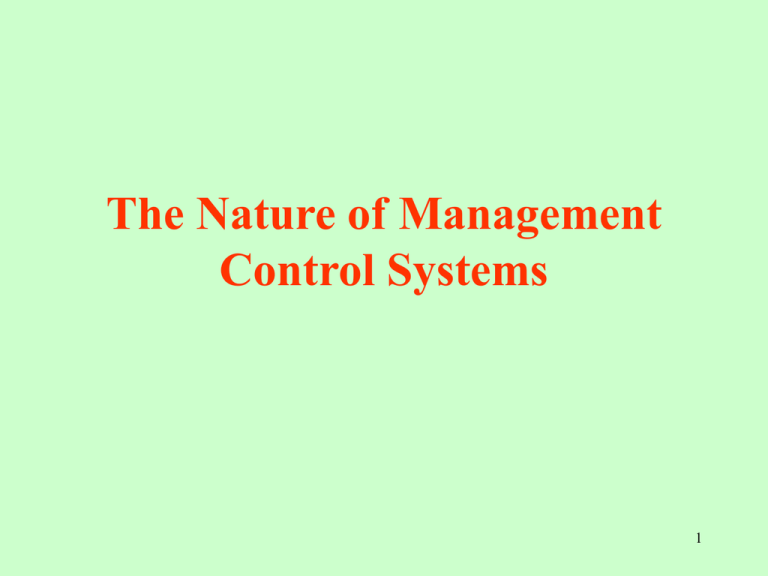 of Management Control Systems
