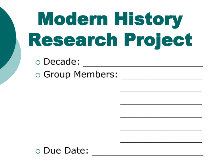 Modern History Research Project 1 Introduction