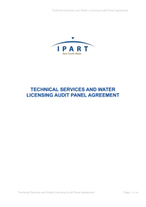 Panel Agreement - Water Licensing Audit and Technical Services
