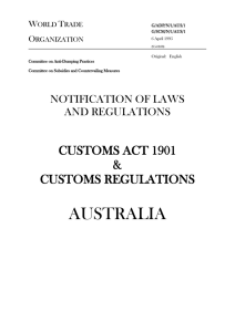 Customs Act 1901 & Customs Regulations