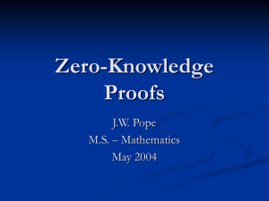 Zero-Knowledge Proofs, March 3, 2004