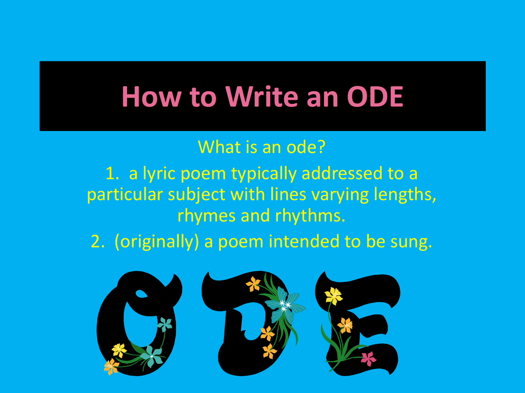 How to Write an ODE