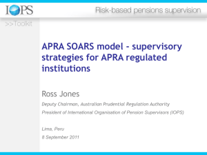 APRA SOARS Model / Supervisory Strategies for APRA