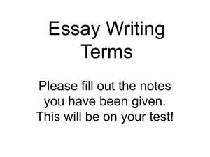 Essay Writing Terms powerpoint