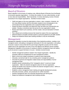 Nonprofit Merger Integration Activities