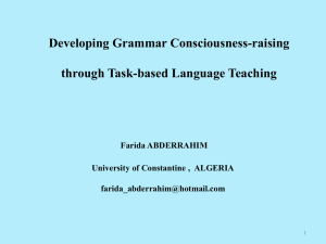Developing Grammar Consciousness-raising through Task
