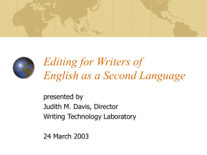 Working with Writers of English as a Second Language