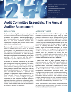 Audit Committee Essentials: The Annual Auditor Assessment