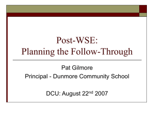 Post-WSE: Planning the Follow-Through